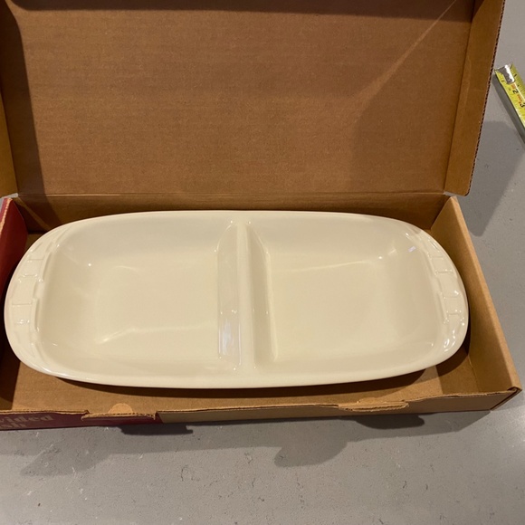 Longaberger pottery serving divided dish - NIB - Picture 2 of 7